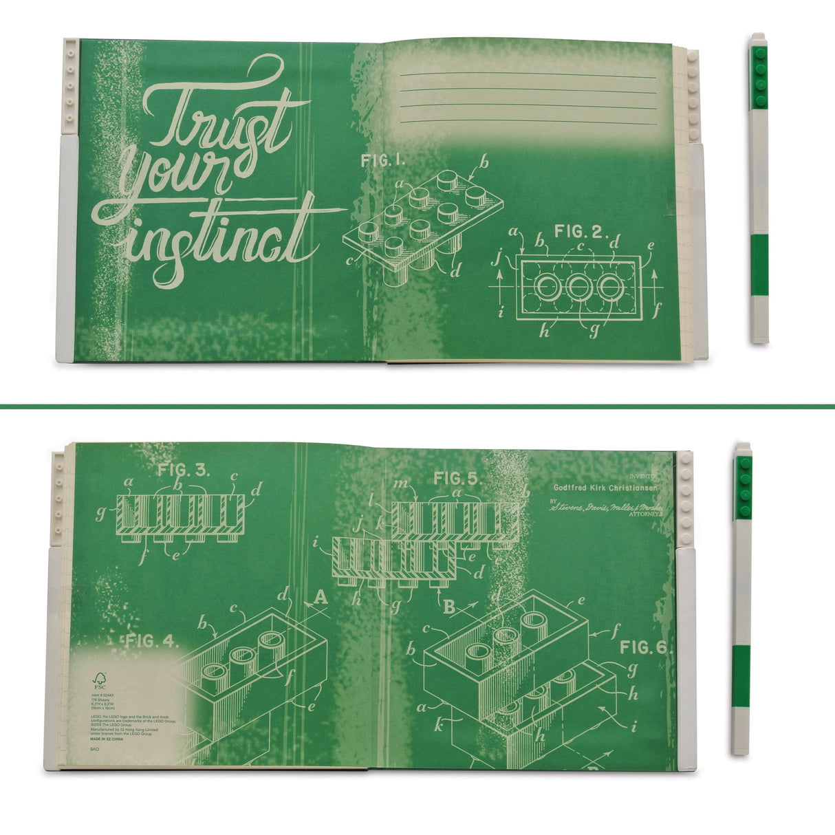 LEGO® Notebook with Gel Pen - Green