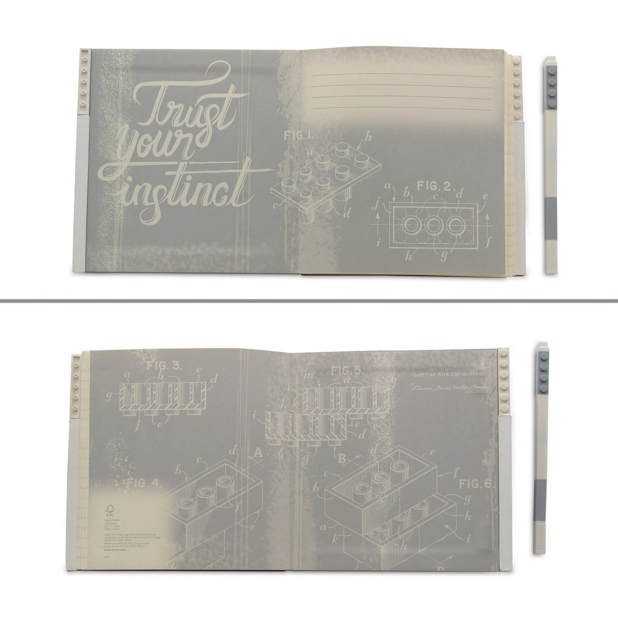 LEGO® Notebook with Gel Pen - Grey