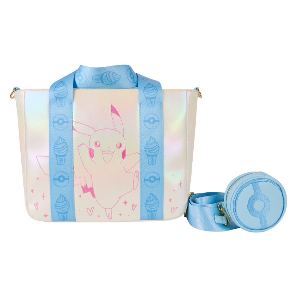 Loungefly - Pokemon Iridescent Pikachu Tote Crossbody Bag with Coin Bag