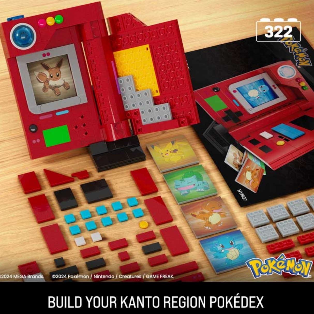 MEGA Pokemon Kanto Pokedex Building Set Display