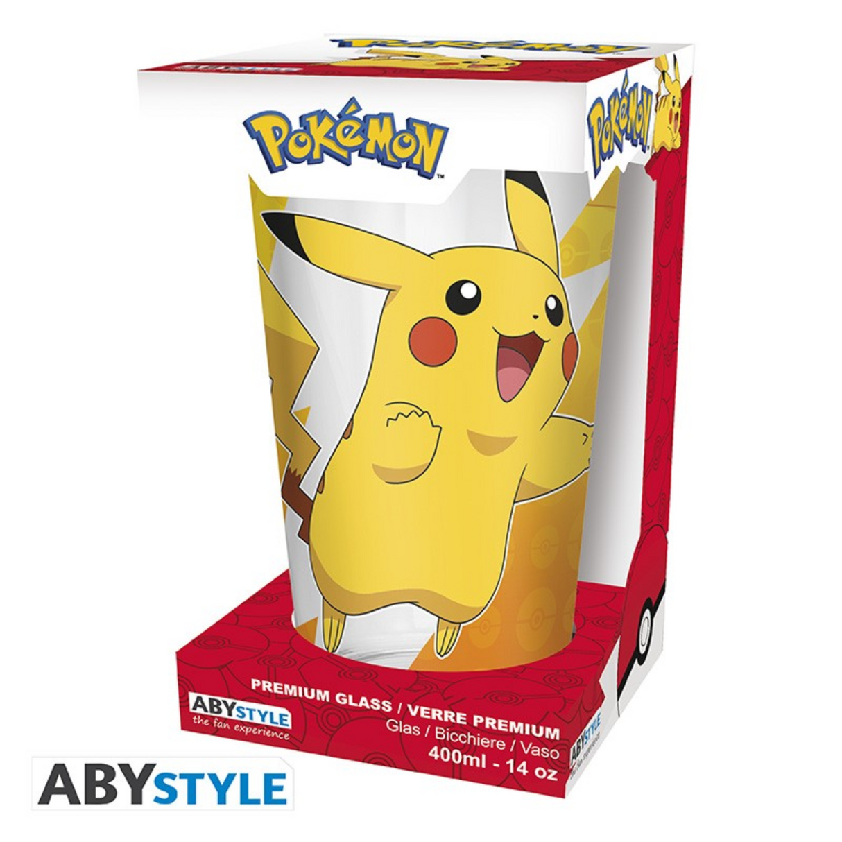 Pokemon Pikachu Large Foil Premium Glass Tumbler 400ml