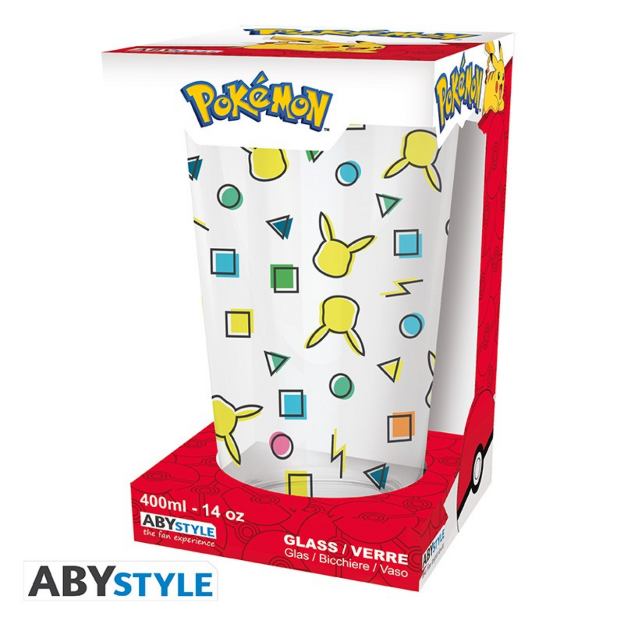 Pokemon Pikachu Pattern Large Glass Tumbler 400ml Box