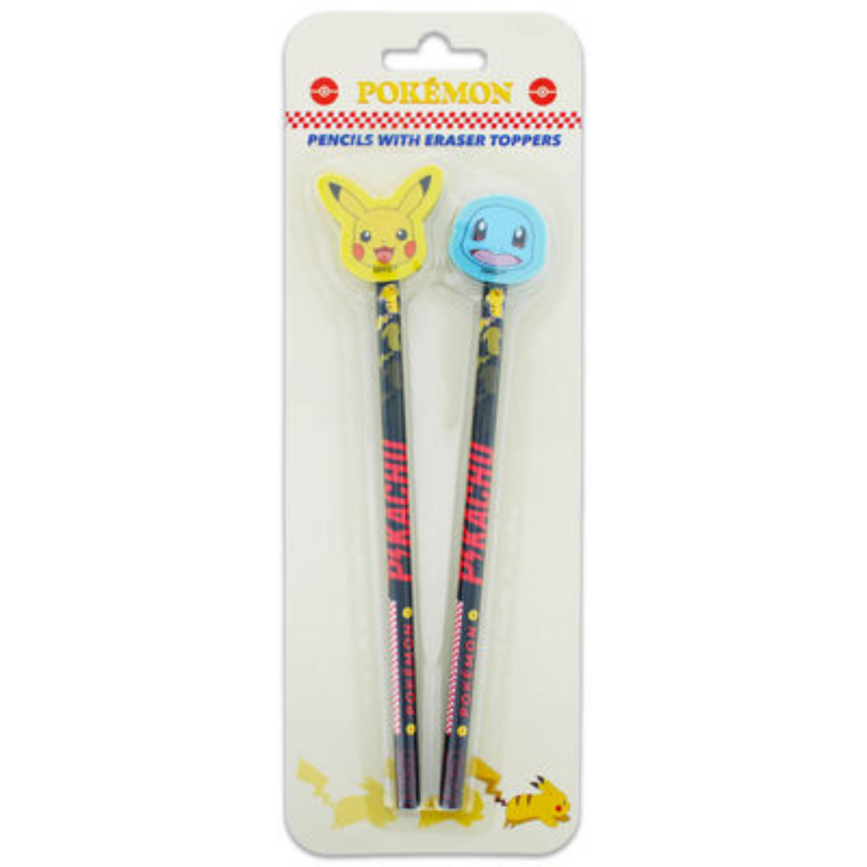 Pokemon Pikachu & Squirtle Pencils and Eraser Toppers
