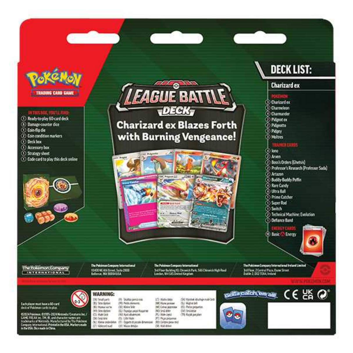 Pokemon TCG Charizard ex League Battle Deck Box Back