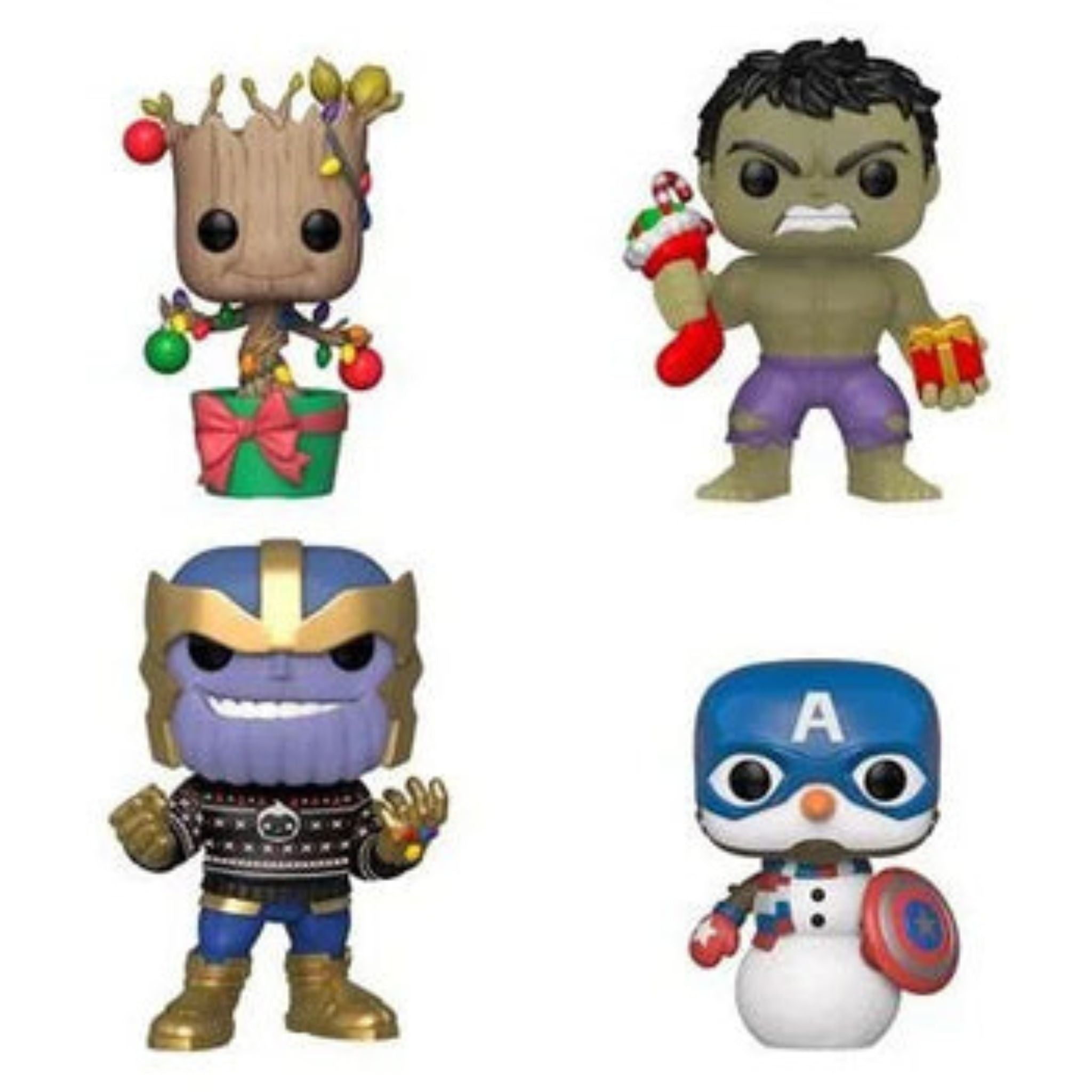 Funko POP! Marvel Christmas 4 Pack (Hulk, Groot, Cap Snowman
